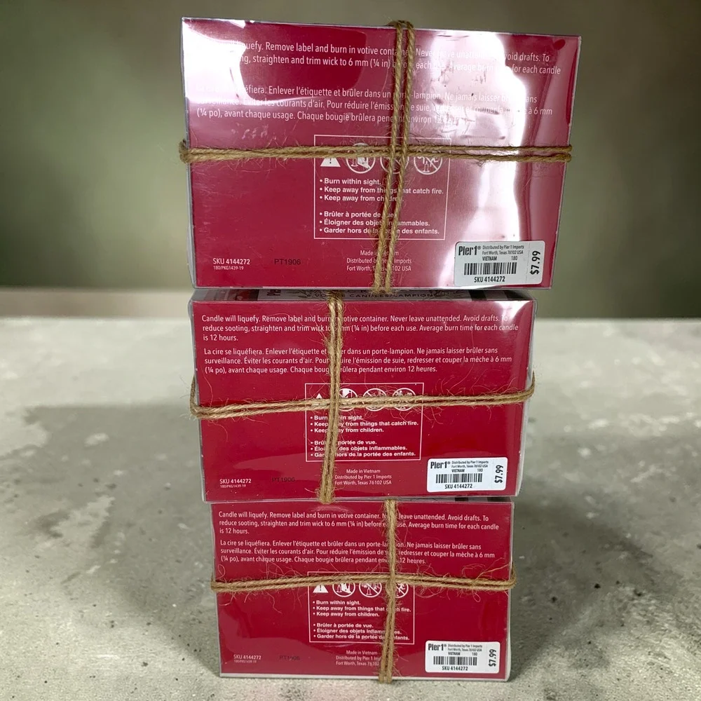 Lot 18 x Original Vintage Pier 1 Imports Apple Crisp Votive Candles New Boxed